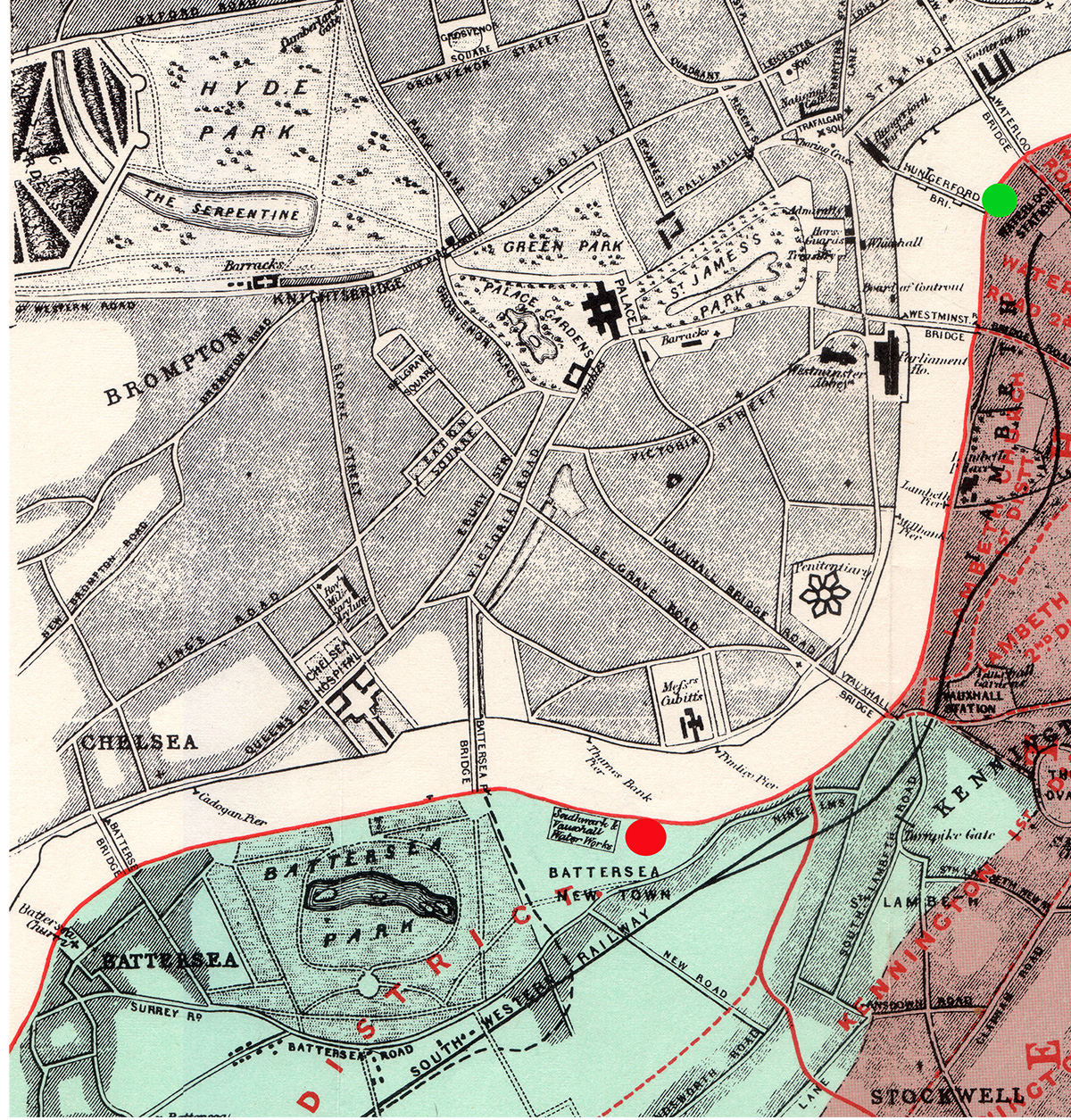 Location on map of two water companies